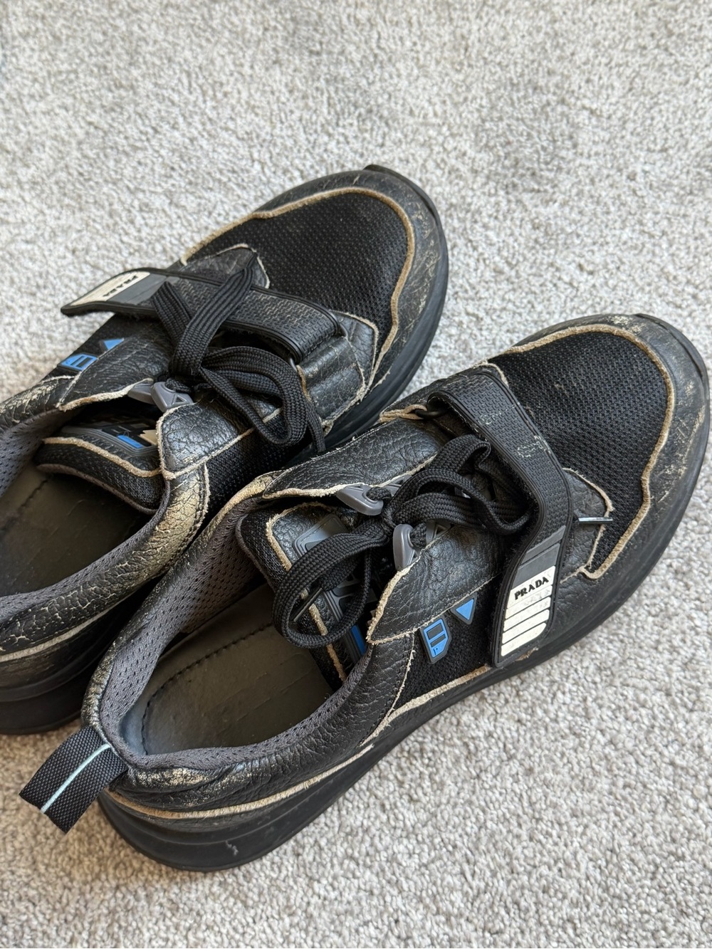 Men’s Prada 2EG266 Black Leather Mesh Platform Sneakers (fits eu 42)